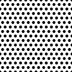 Vector monochrome seamless pattern, black hexagons on white background. Abstract geometric endless texture. Simple figures. Design for tileable print, decoration, digital, cover, textile, identity