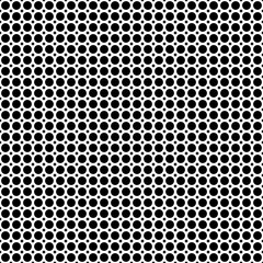 Vector monochrome seamless pattern, abstract geometric background, circles & rings, black & white tiles. Simple repeat texture. Editable design element for prints, stamping, decoration, digital, cover