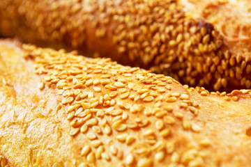 Freshly baked bread close-up