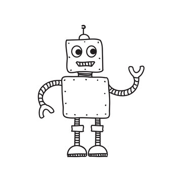 robot clipart black and white