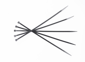 Black Cable Ties Isolated on White Background