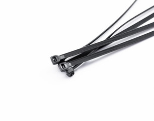 Black Cable Ties Isolated on White Background
