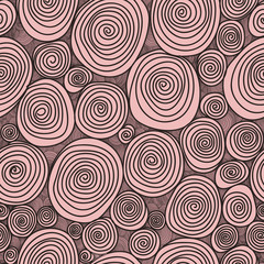 Abstract seamless flower, drawn with curls vector texture. Wallp