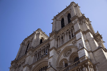 Famous Notre Dame cathedral in Paris, France