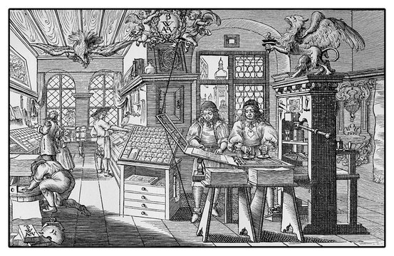 Books print workshop, XVII century