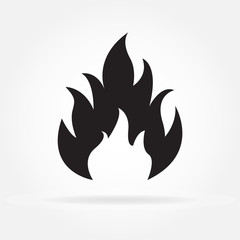Fire or flame icon isolated on white background. Vector illustration.