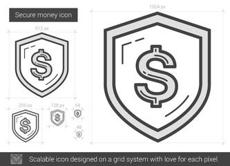 Secure money line icon.