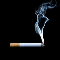 smoking cigarette on black background