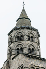 Fototapeta na wymiar Roman church of Notre-Dame Orcival (1178), Auvergne, France.