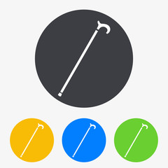 Icono plano baston de caballero en circulo varios colores