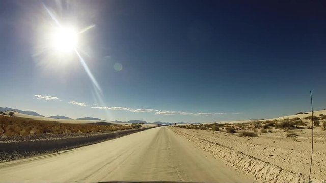 Driving in New Mexico, hyperlapse, POV hyperlapse drive on sand road.