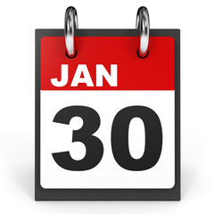 January 30. Calendar on white background.