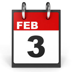 February 3. Calendar on white background.
