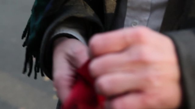 Close up of a person holding admission tickets.