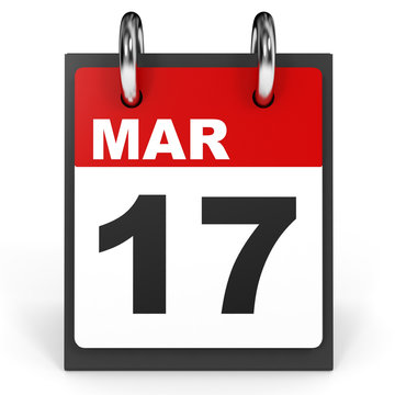March 17. Calendar on white background.