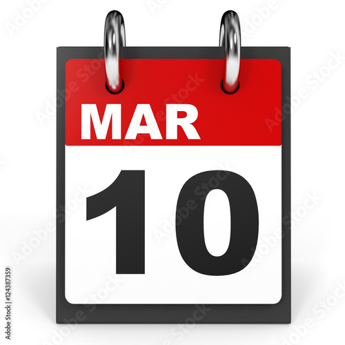 "March 10. Calendar on white background." Stock photo and royaltyfree