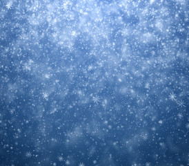 Frosty winter New Year's background, falling snowflakes