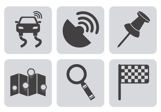 6 Square Grayscale GPS and Map Icons