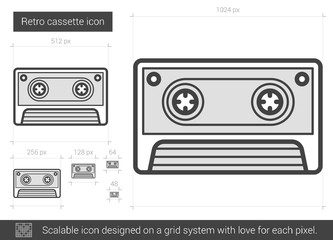 Retro cassette line icon.