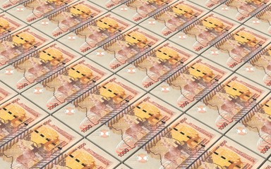 Ugandan shillings bills stacks background. 3D illustration.