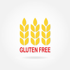 Fototapeta na wymiar Gluten free sign or label with wheat icon. Infographics element for food packaging. Colorful vector illustration.
