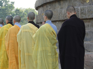 Japanese monks  at Dharmeka Stupa