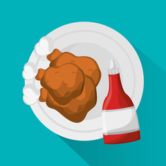 Chickens icon. Fast food menu and market theme. Colorful design. Vector illustration