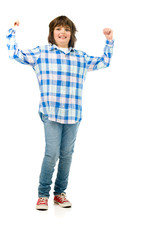 Model in studio isolated on white background full length