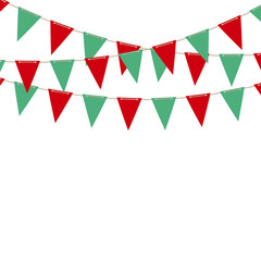 Christmas flag garland on white background