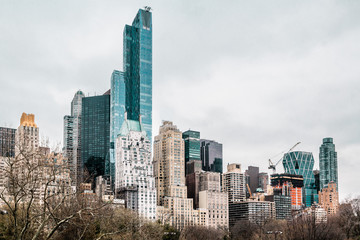 Fototapeta na wymiar Buildings near Central Park in Manhattan, New York City
