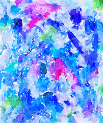 Digital watercolor painting of an abstract vibrant colorful painted fabric background with a watercolor effect. Colors include blue, turquoise, pink and green.