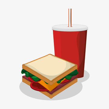 Sandwich and soda icon. Fast food menu and market theme. Colorful design. Vector illustration