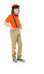 Model in studio isolated on white background full length