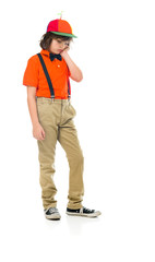 Model in studio isolated on white background full length