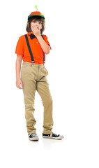 Model in studio isolated on white background full length