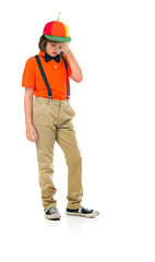 Model in studio isolated on white background full length