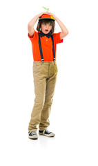 Model in studio isolated on white background full length