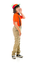 Model in studio isolated on white background full length