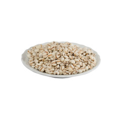 Millet rice , millet grains in disc isolated on white