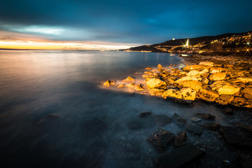 Obraz premium The castle and the lighthouse of Trieste