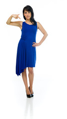 Model in studio isolated on white background full length