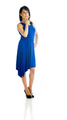 Model in studio isolated on white background full length