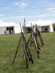 Union army rifles, stacked in camp