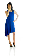 Model in studio isolated on white background full length