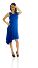 Model in studio isolated on white background full length