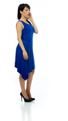 Fototapeta premium Model in studio isolated on white background full length