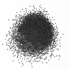 black sesame seeds isolated on white background