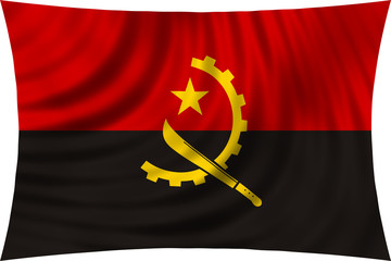 Flag of Angola waving isolated on white