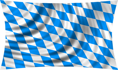 Flag of Bavaria waving isolated on white