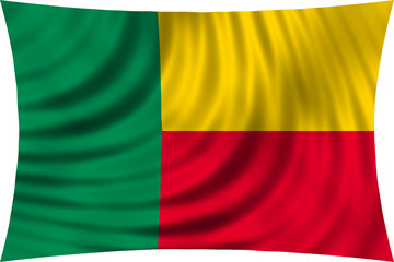 Flag of Benin waving isolated on white